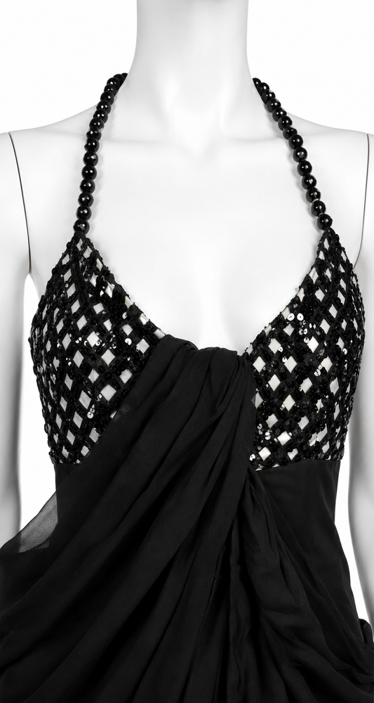 Dior spring 1992 runway beaded silk dress
