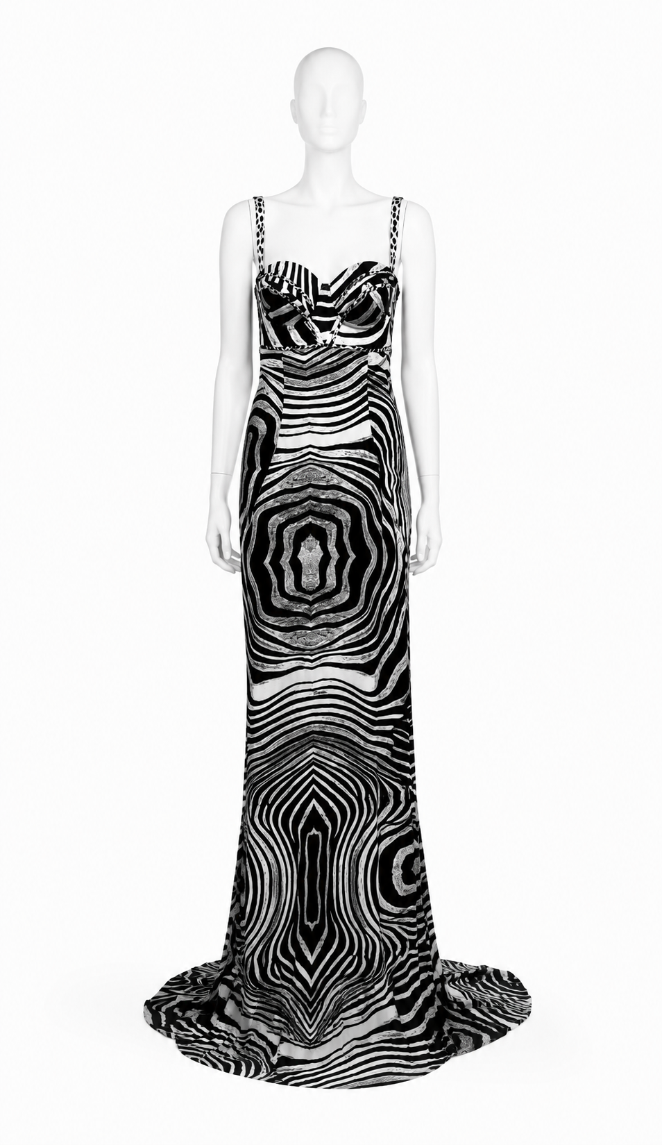 Cavalli black and white maxi printed dress