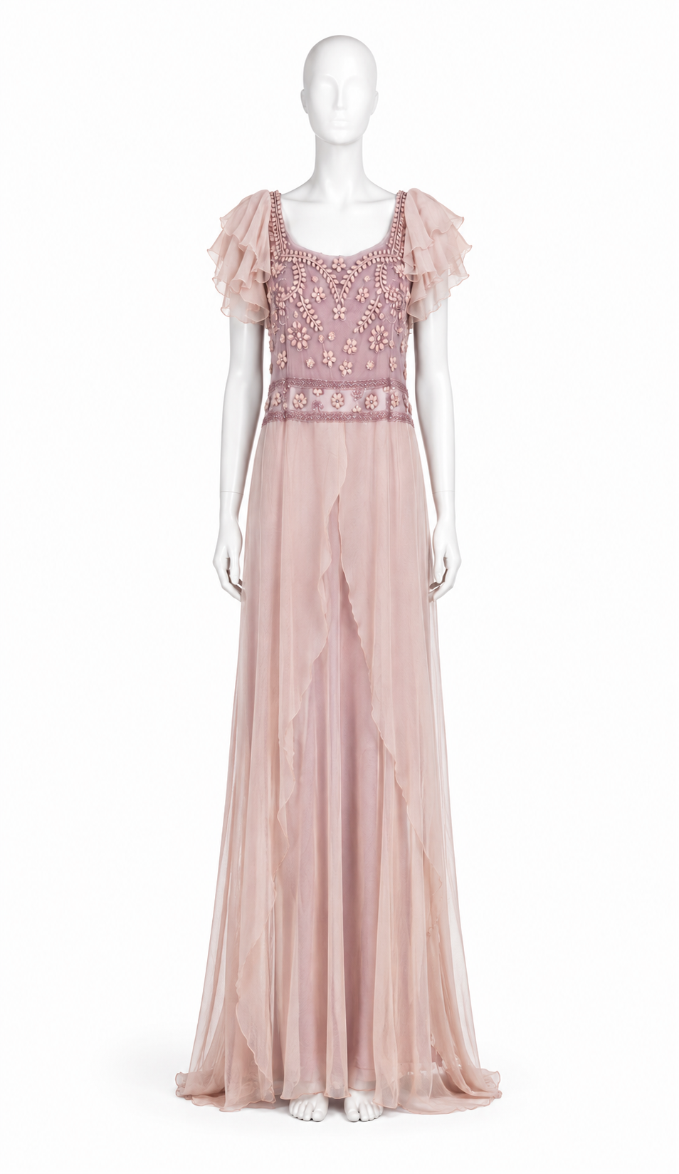 Valentino spring 2007 unique pink beaded maxi dress
