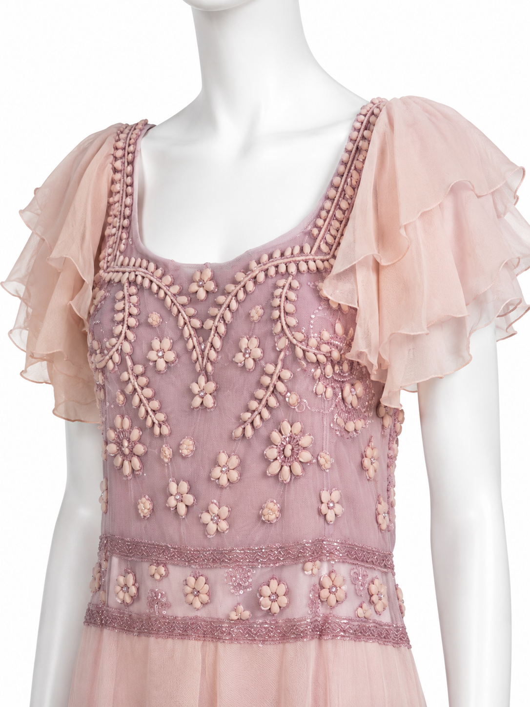 Valentino spring 2007 unique pink beaded maxi dress