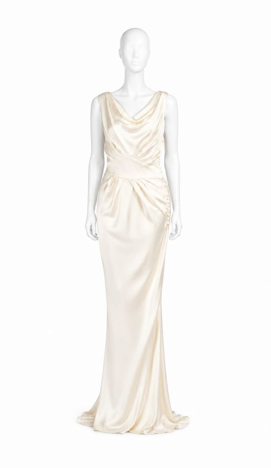 John Galliano bridal maxi silk dress