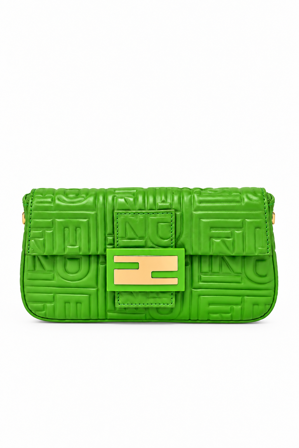 Fendi green baguette clutch bag