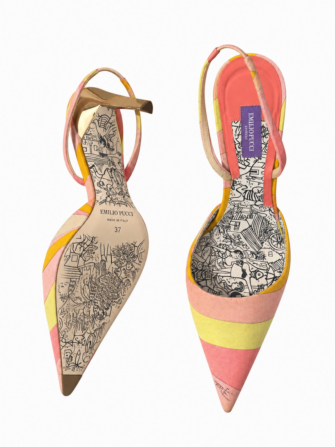 Emilio Pucci printed slingback heels size 39.5