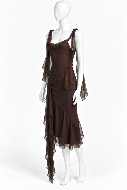 Dior fall 2005 ruffles silk maxi dress