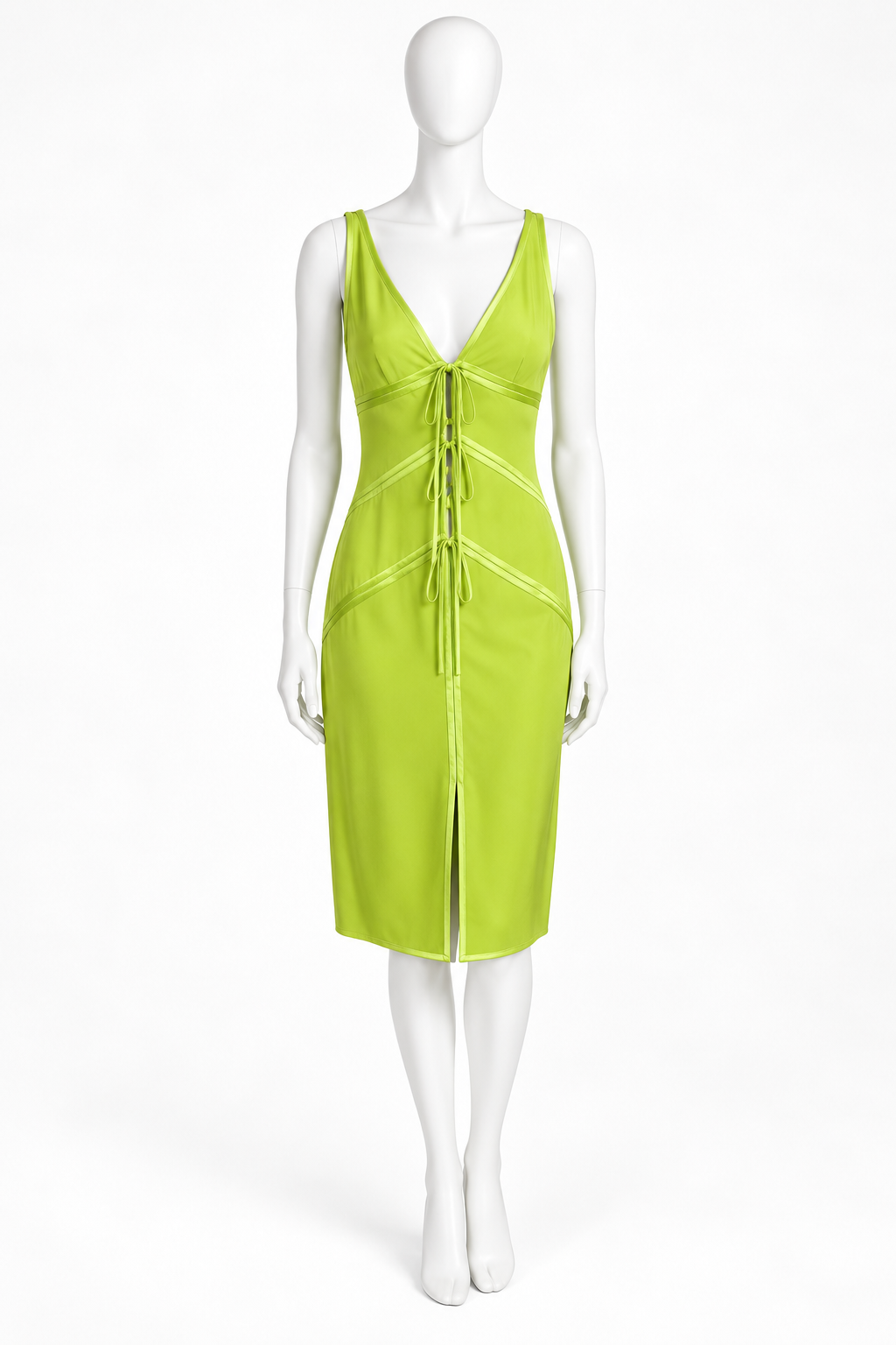 Valentino green ribbon midi dress