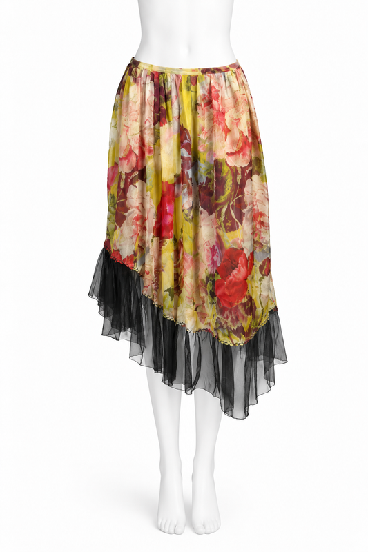 Jean Paul Gaultier floral silk & lace skirt