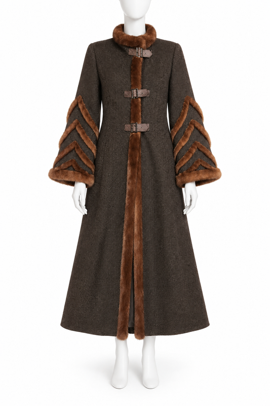 Valentino fall 2003 runway wool mink maxi jacket