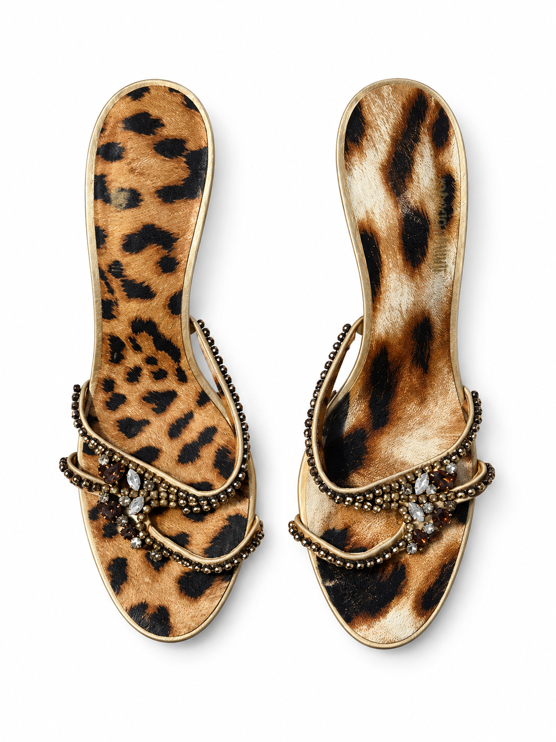 Roberto Cavalli leopard print beaded sandals size 38