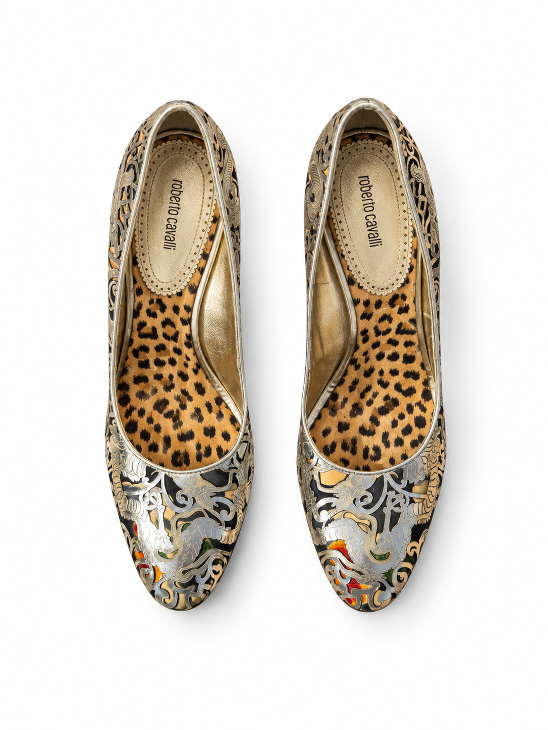 Roberto Cavalli metallic cut-out pumps size 40.5