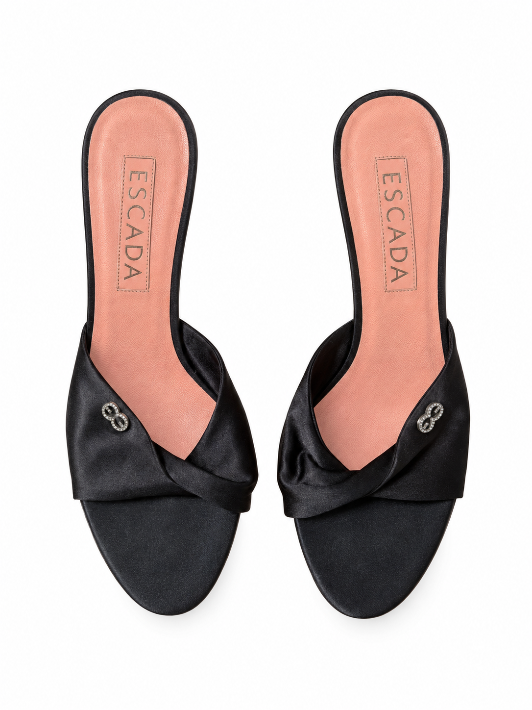 Escada black silk crystal mules size 36