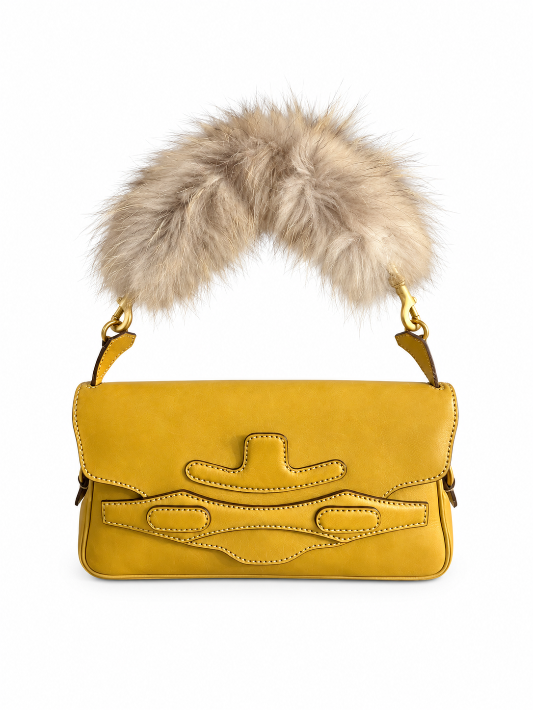 Valentino leather fur handle bag