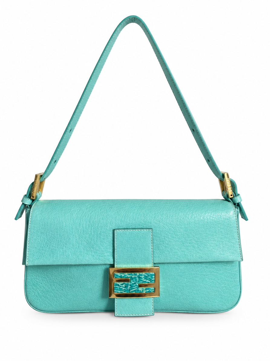 Fendi turquoise baguette bag