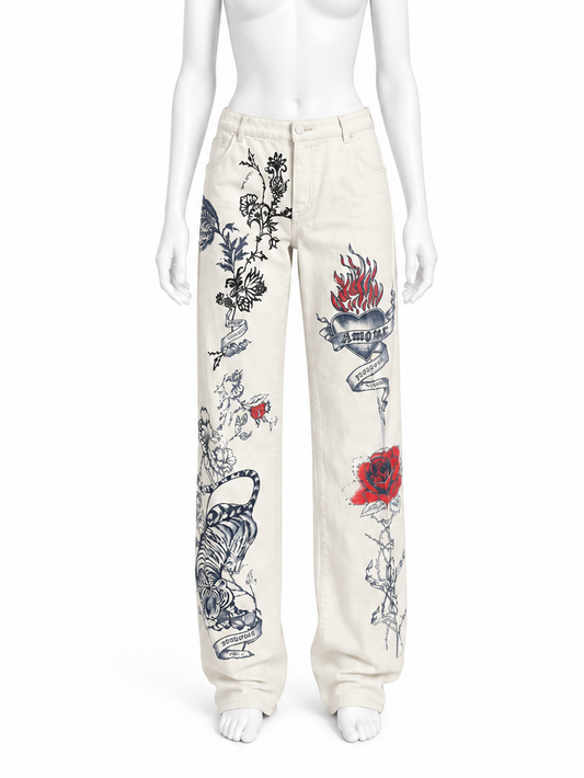 Roberto Cavalli spring 2003 printed tattoo pants