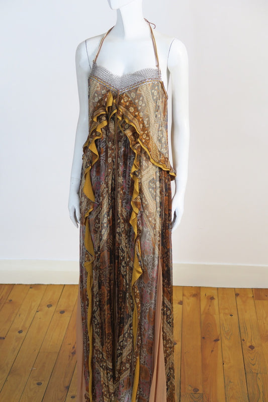 Chloé boho chiffon halter maxi dress