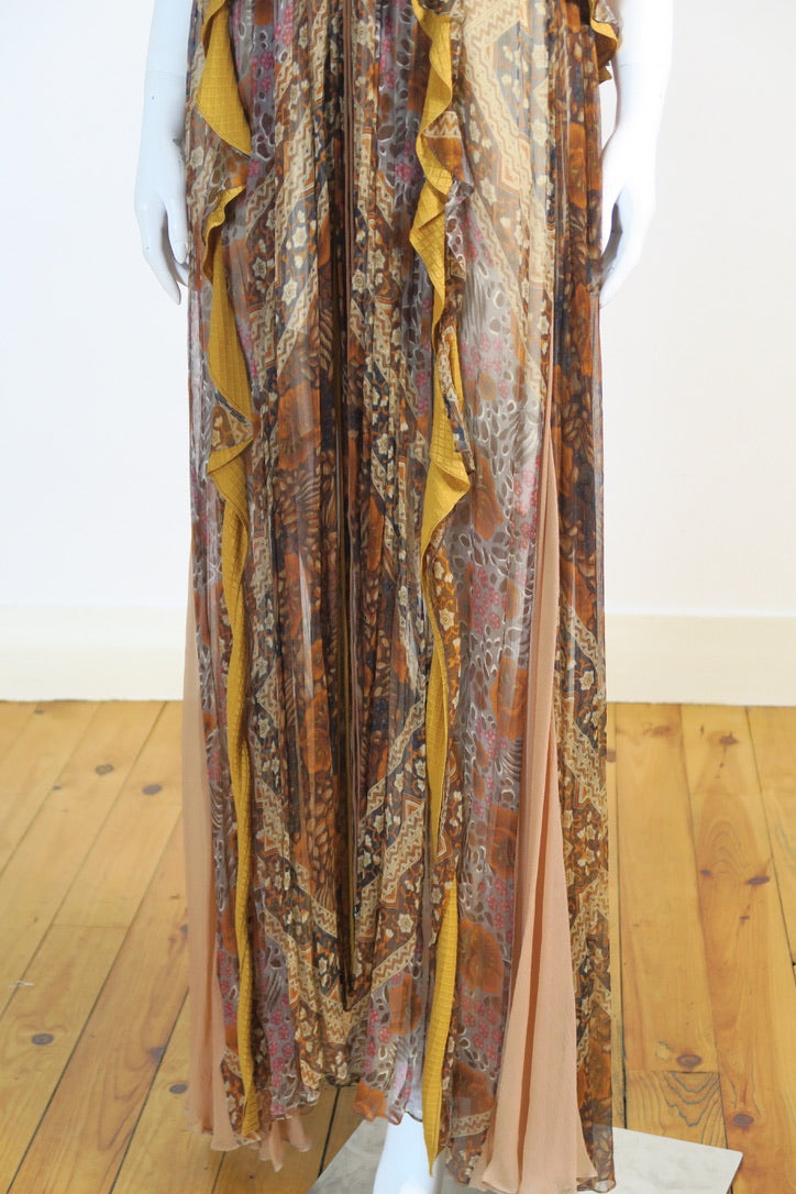 Chloé silk dress chainmail neckline detail