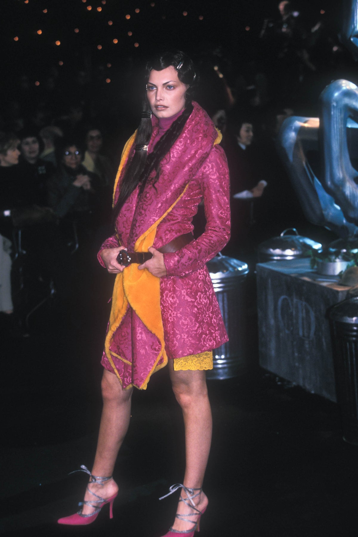 Dior fall 1998 pink floral jacquard jacket and mini skirt set
