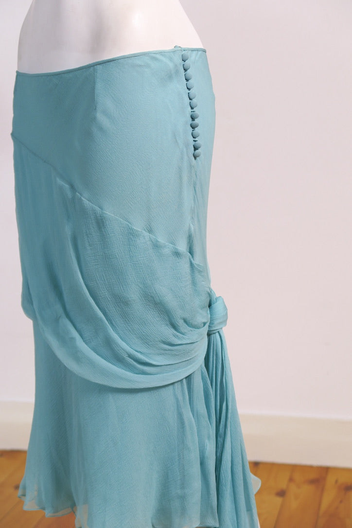 Christian Dior Galliano skirt blue chiffon