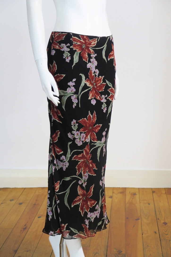 Christian Dior Galliano skirt floral print chiffon