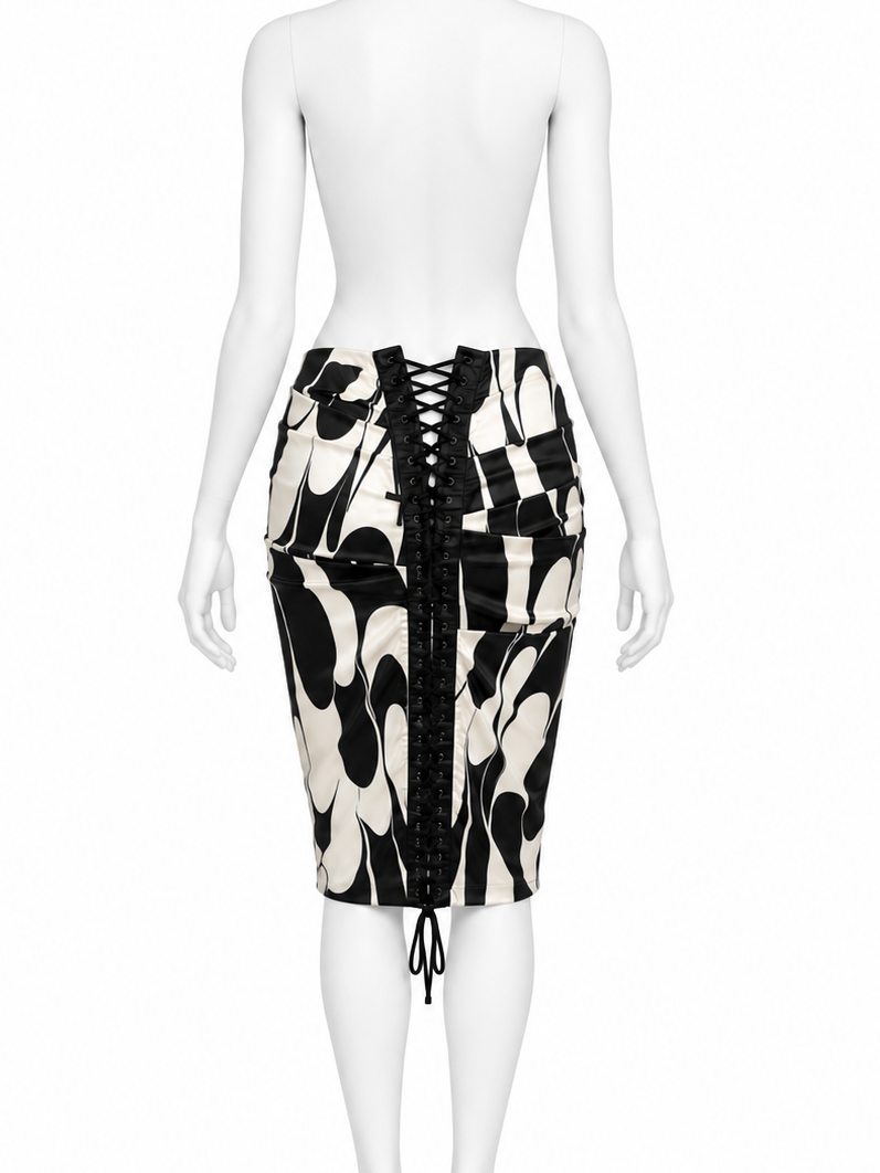 Dolce & Gabbana spring 2003 runway laced fitted silk skirt
