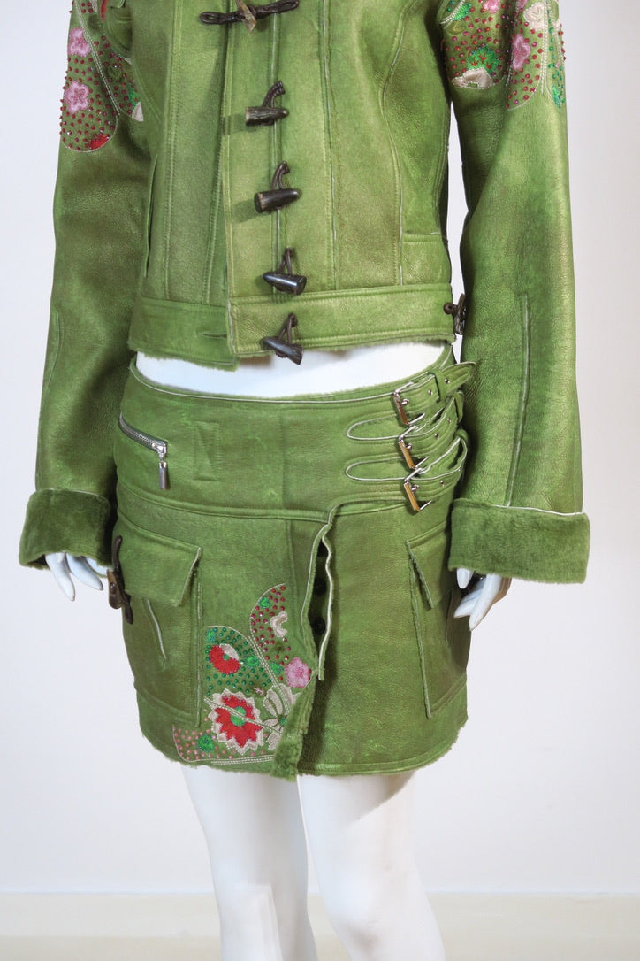 John Galliano fall 2005 green shearling beaded set
