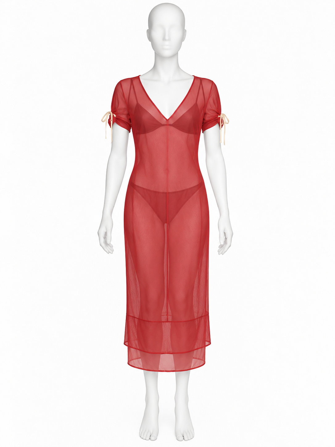 Miu Miu red sheer cotton dress