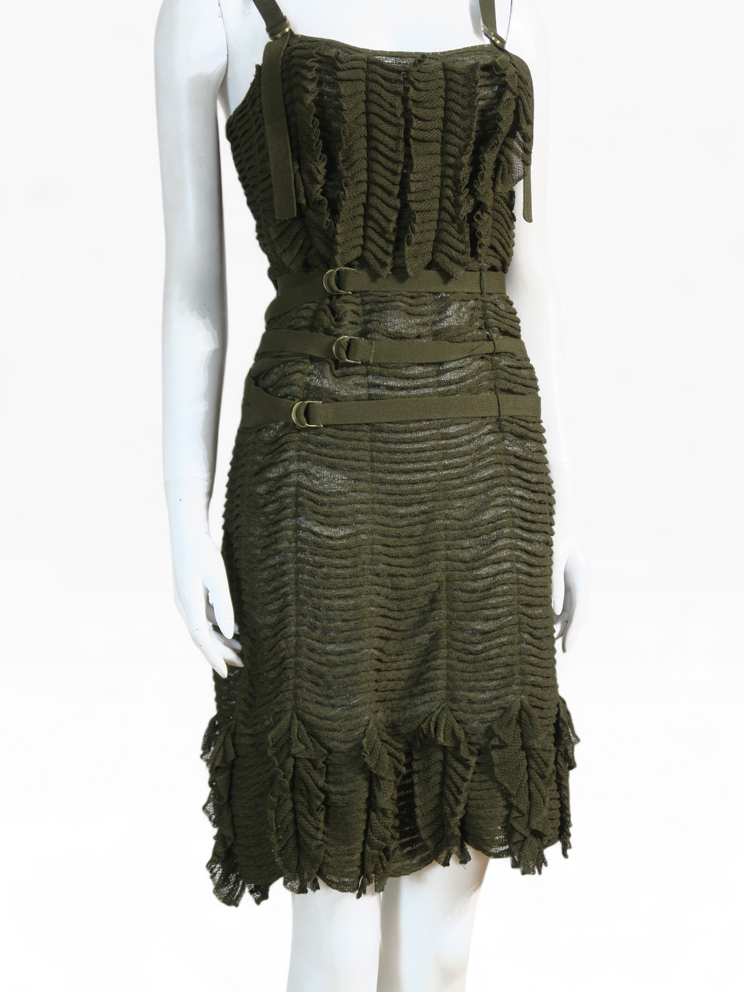 Dior spring 2003 army green bondage dress