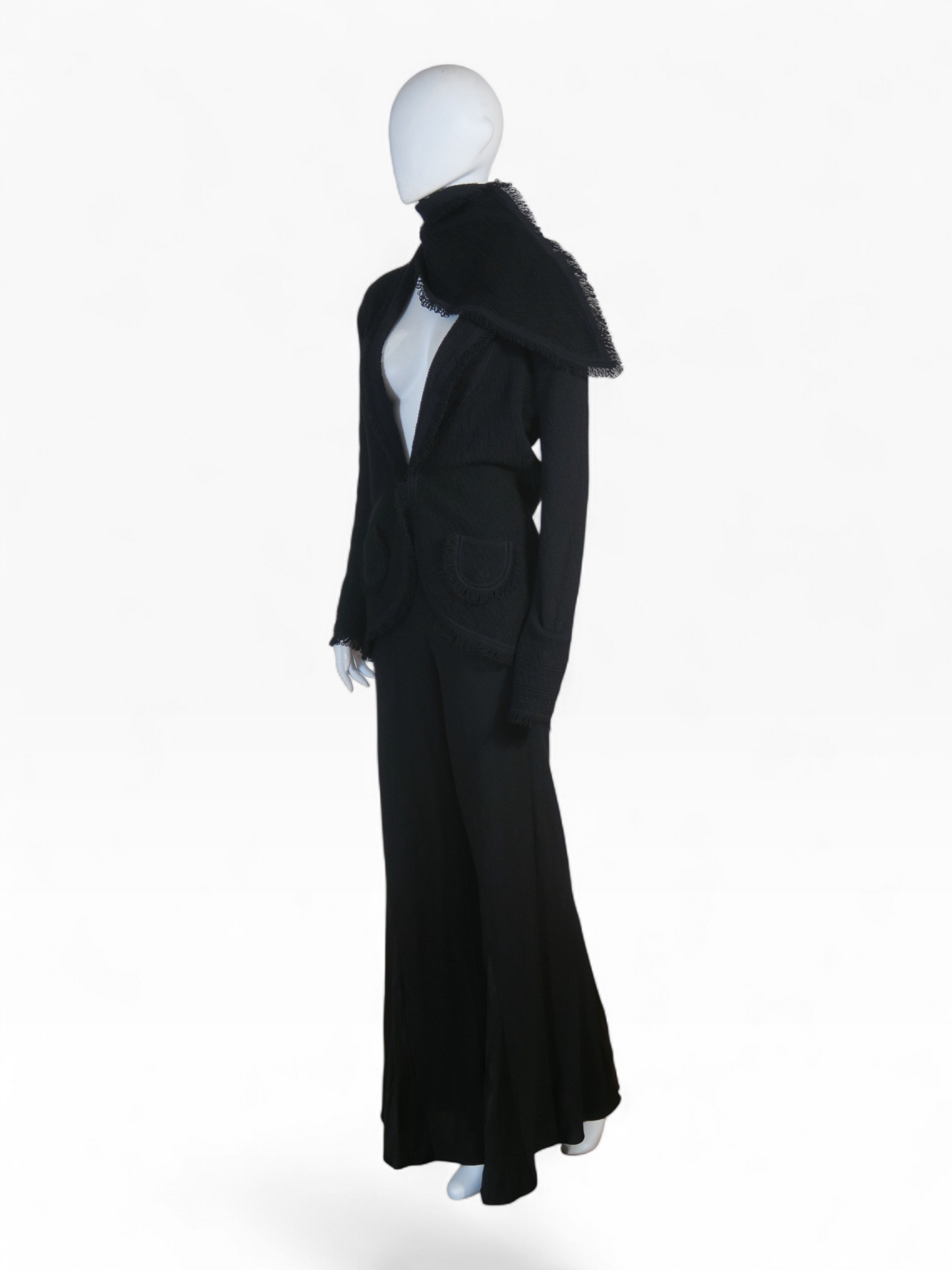 Galliano 1999 black scarf jacket pants set