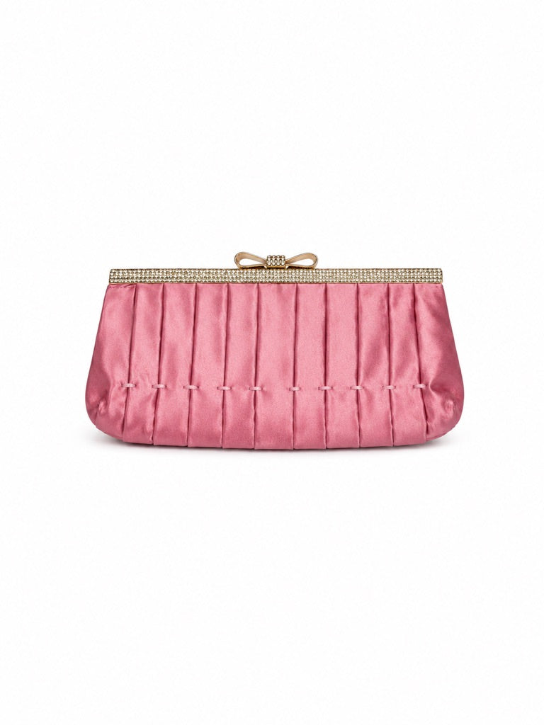 Valentino pink silk crystal clutch