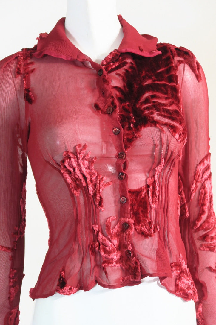 John Galliano velvet silk top