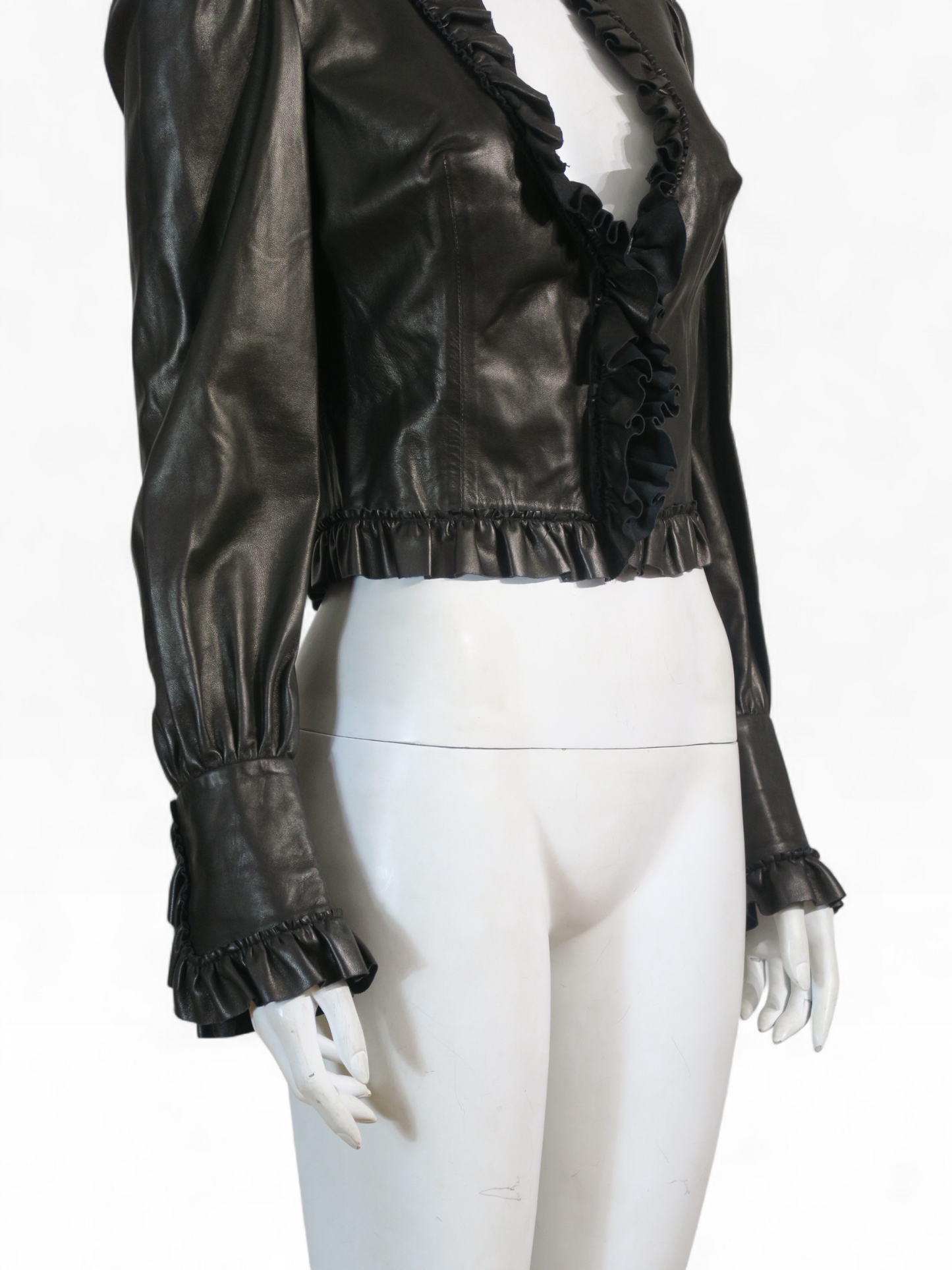 Valentino leather shirt ruffles