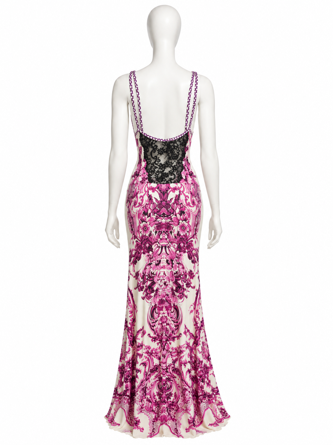 Roberto Cavalli pink baroque jersey maxi dress