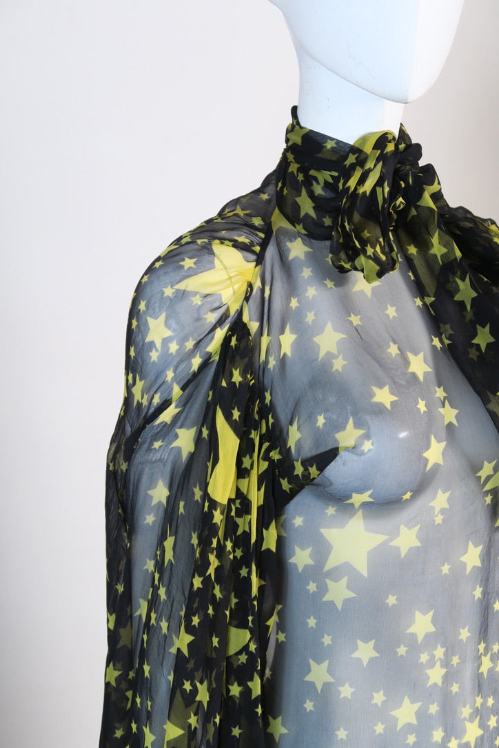 D&G silk sheer top yellow black