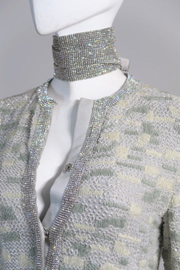 D&G special piece jacket light blue grey tweed