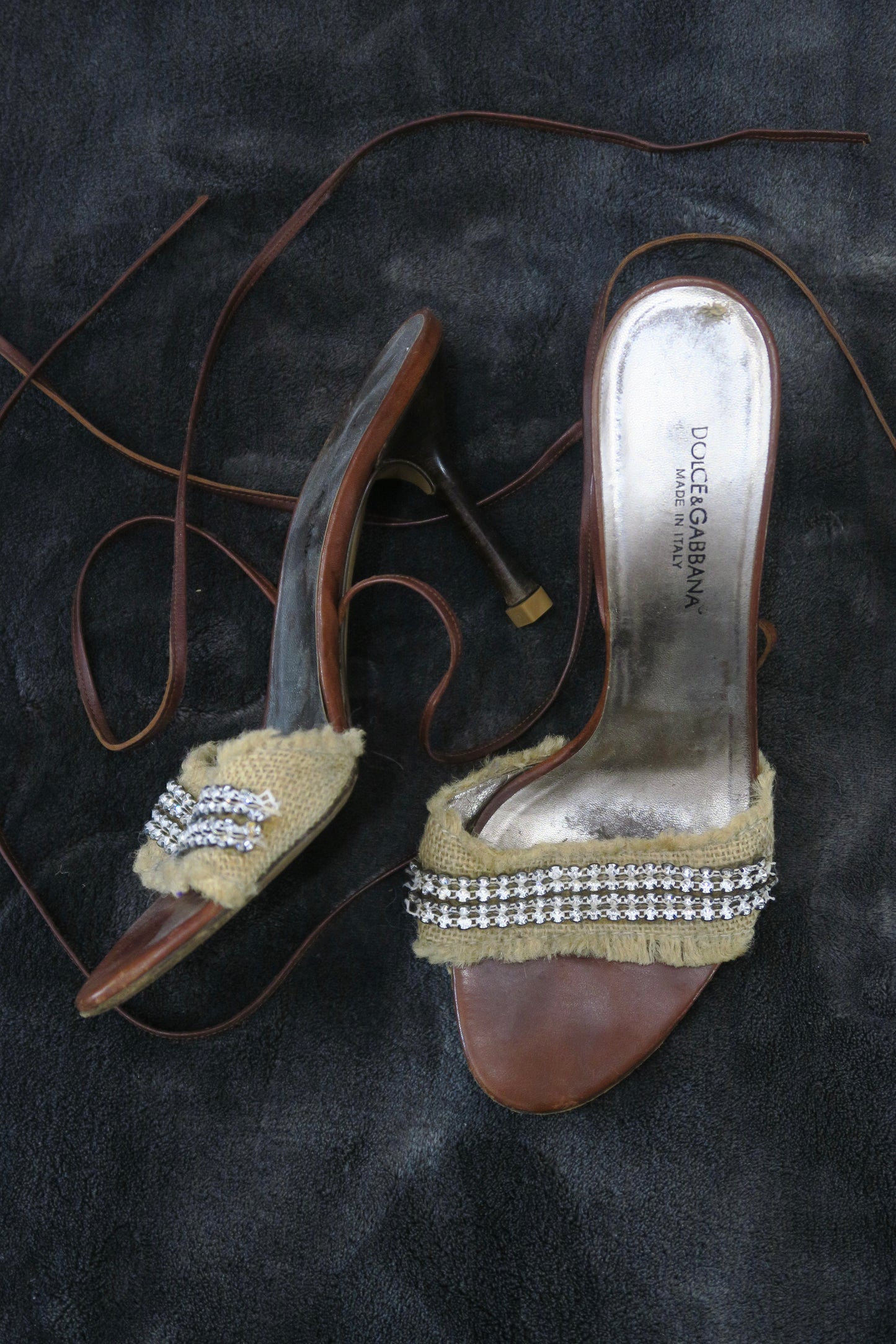 D&G strappy heels rhinestone detail