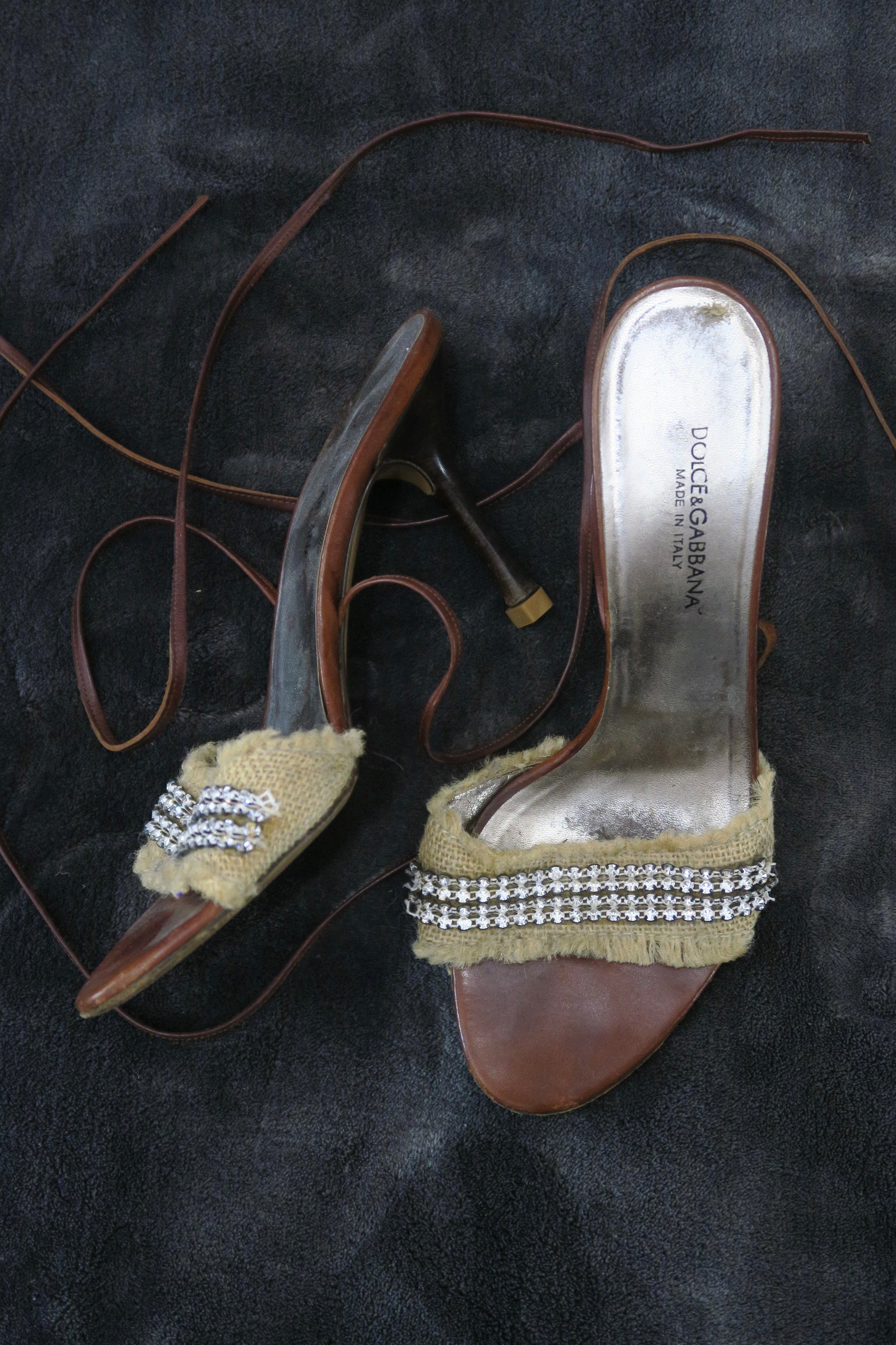 D&G strappy heels rhinestone detail
