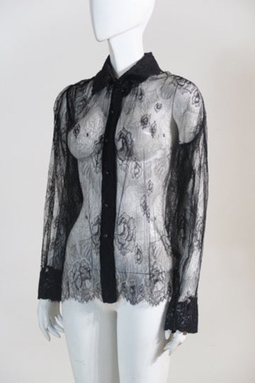 Dior Galliano black lace sheer shirt Paris