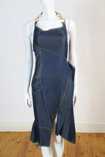 Dior Galliano denim dress saddle detail