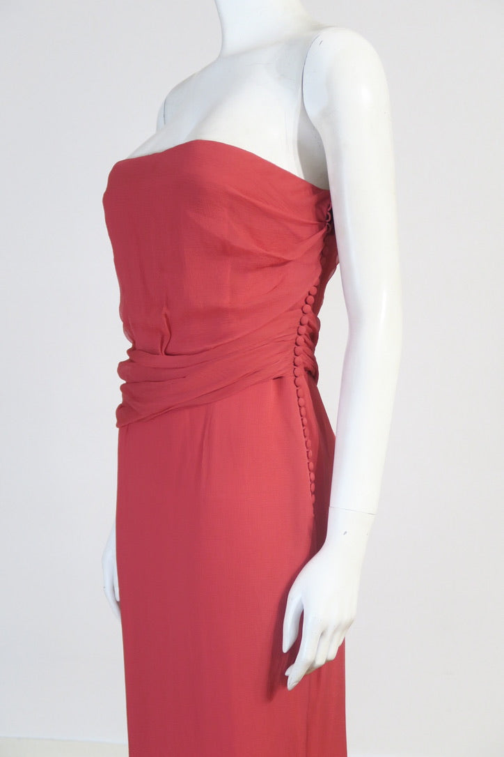 Dior maxi dress silk covered buttons vintage