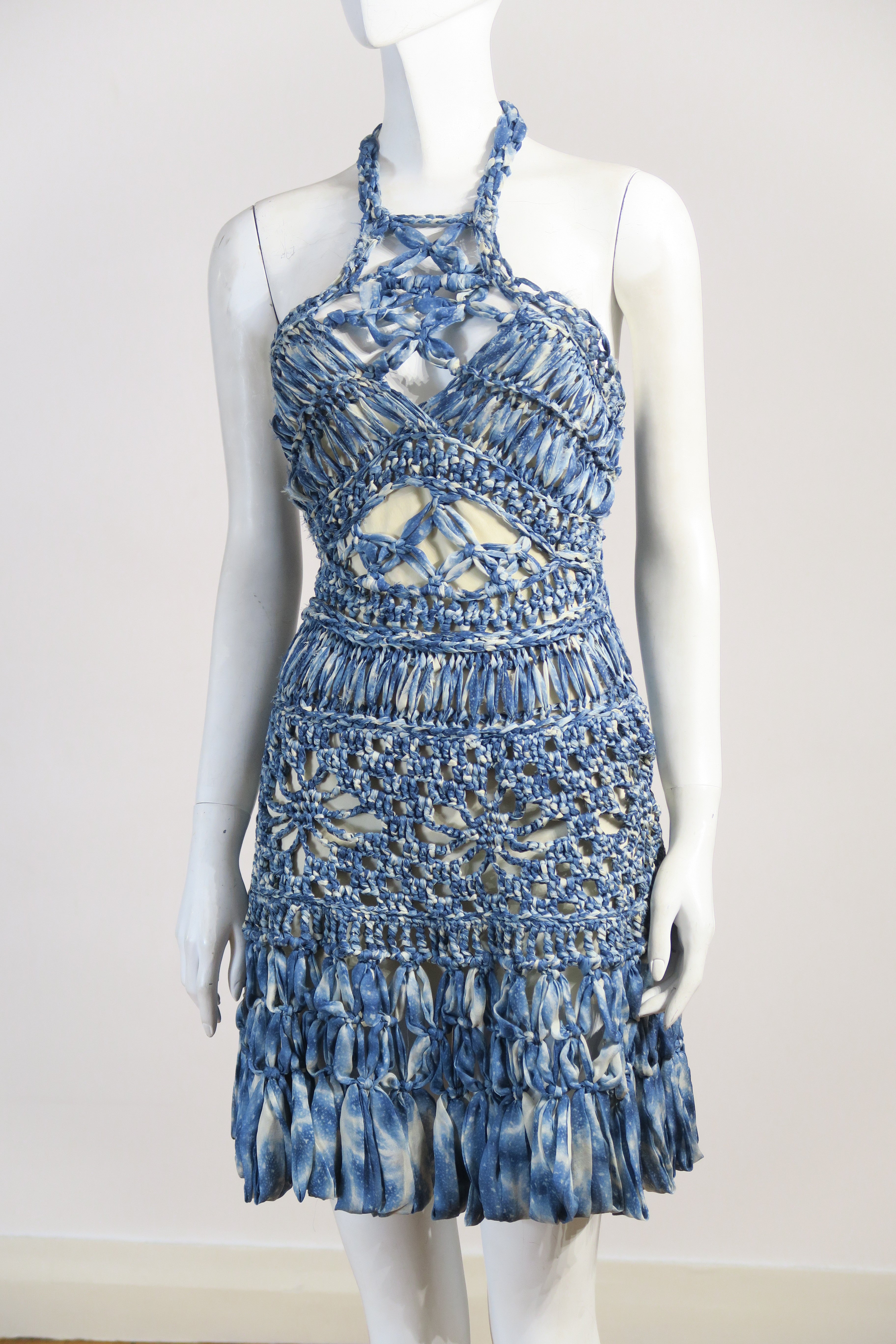 Dior Spring Summer 2011 Crochet Halter Midi Dress Runway – Size XS