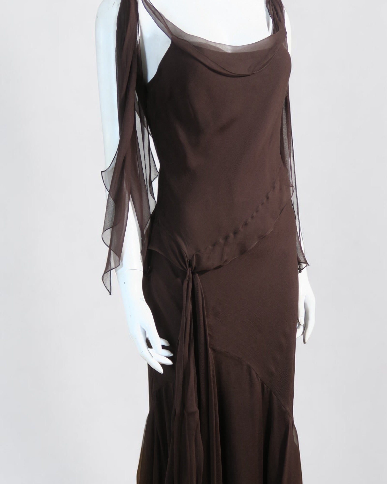 Dior silk ruffle dress brown