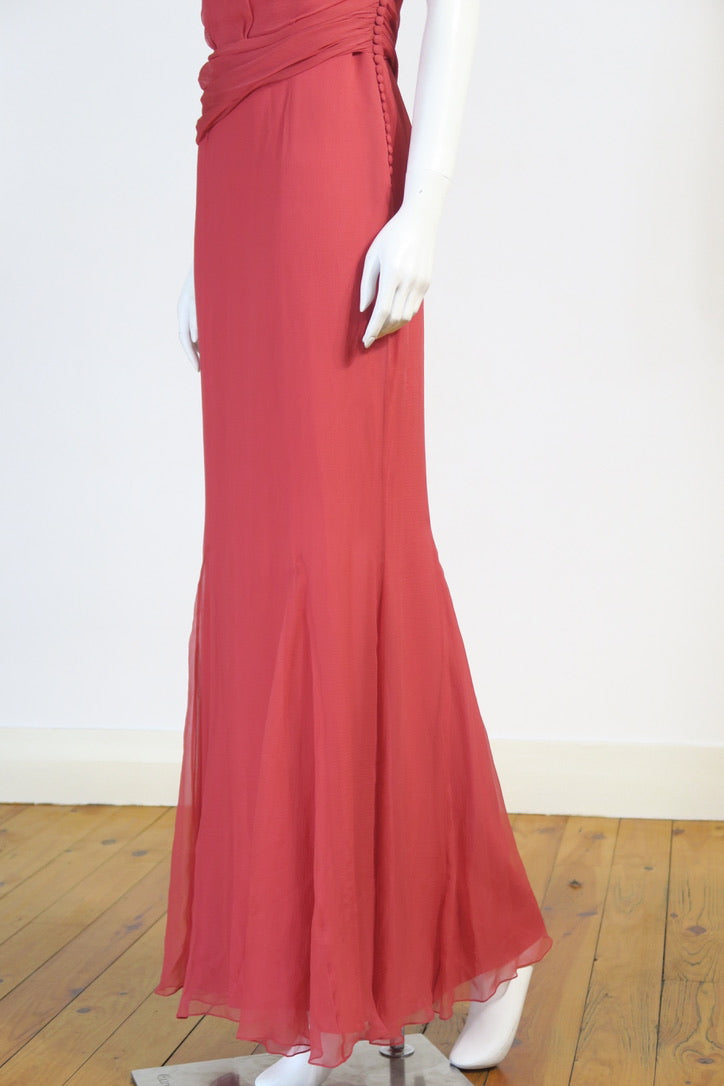 Dior strapless dress pink silk Galliano era