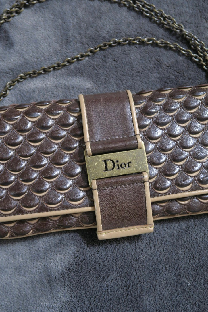 Dior vintage clutch scale pattern leather