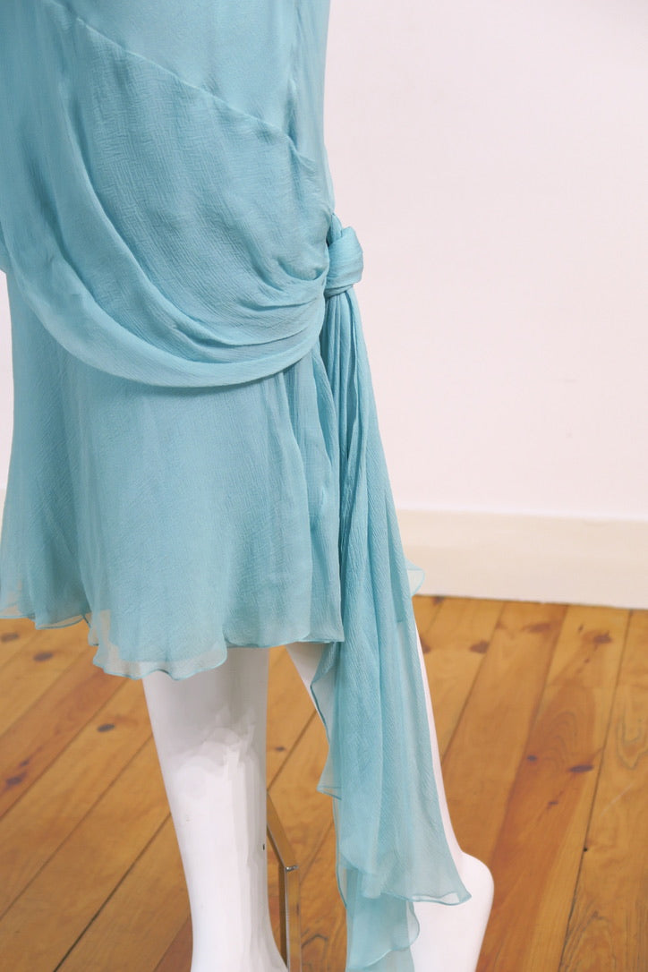 Dior vintage skirt silk fluid turquoise