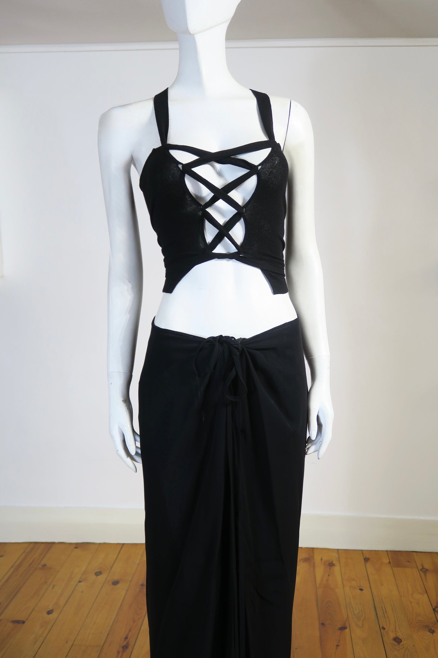 Dolce & Gabbana lace up top crossed back maxi skirt