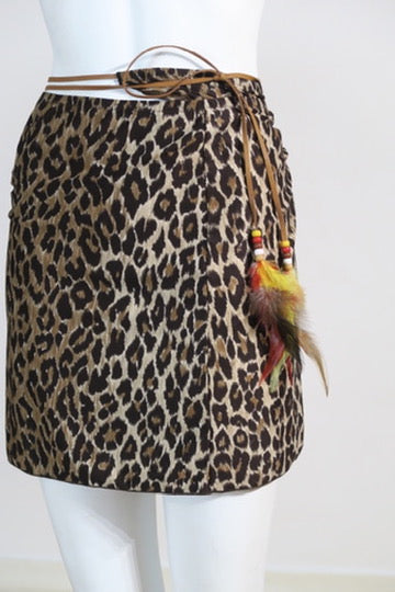 Dolce Gabbana leopard skirt tie waist vintage Paris