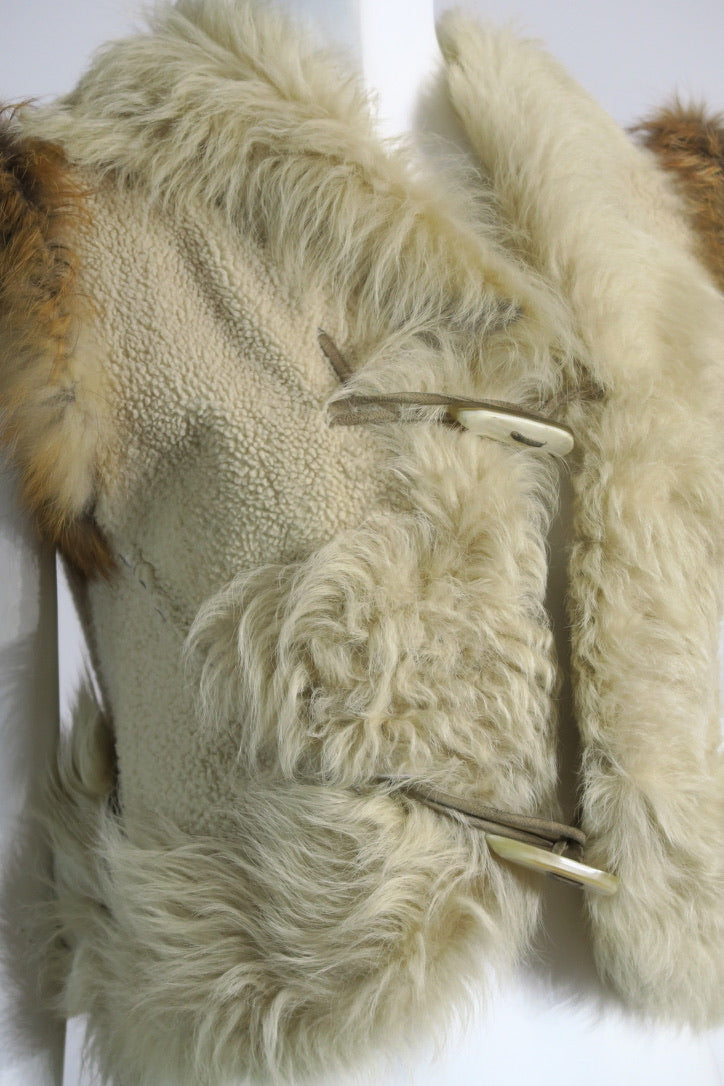 Dolce Gabbana shearling jacket brown fur detail