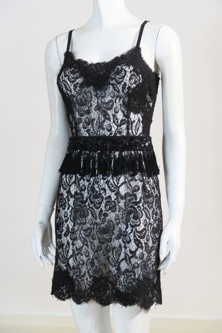 Dolce Gabbana special piece lace dress black crystal detail Paris