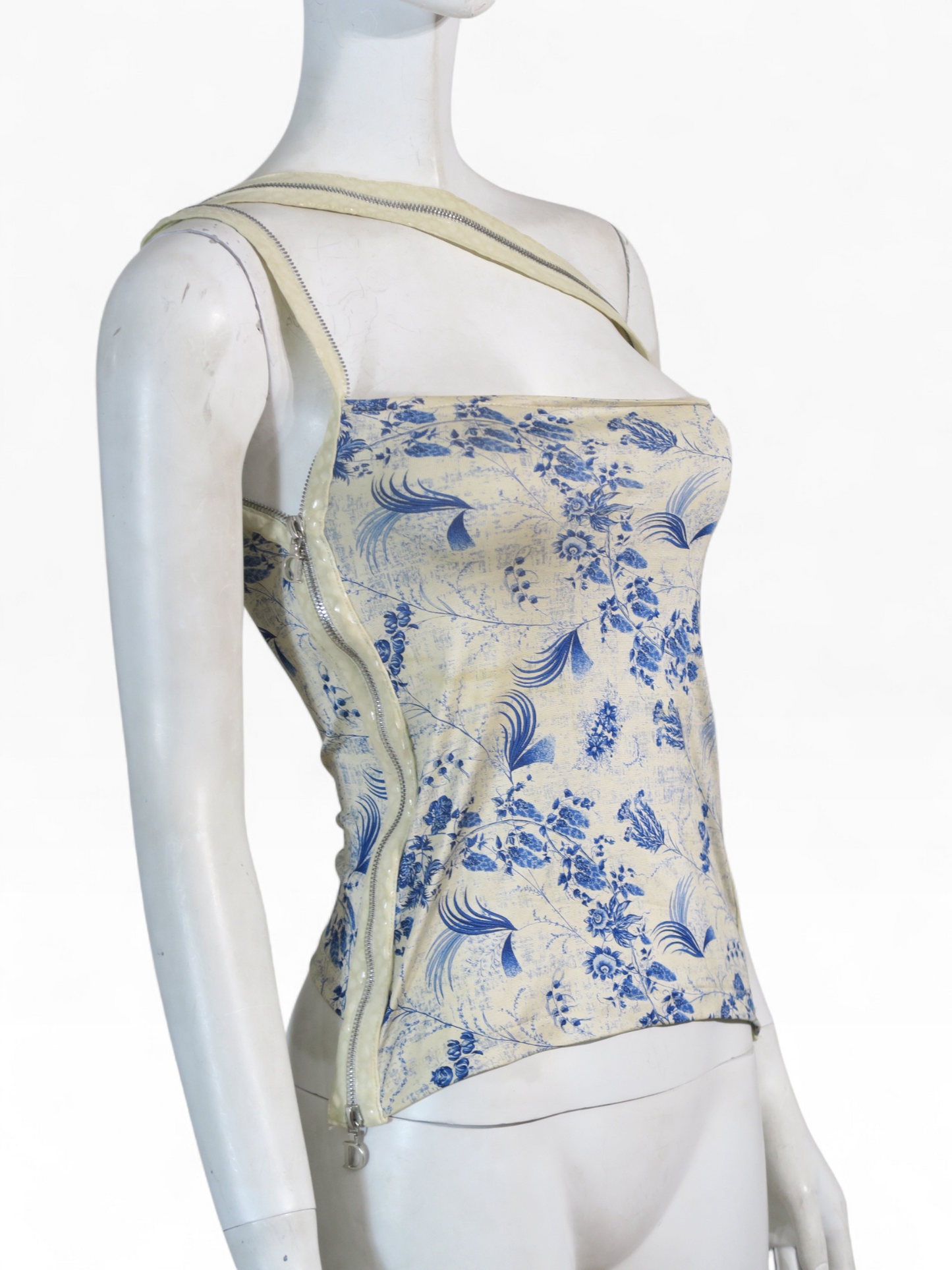 Dior spring 2001 asymmetrical zipper bow strap top