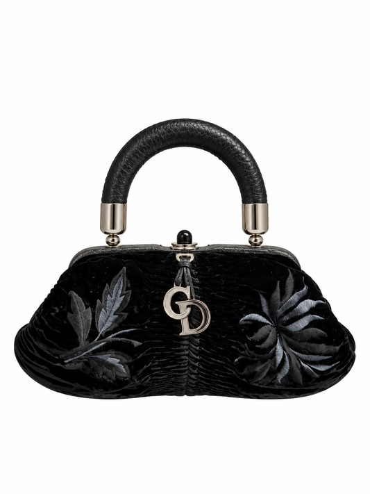 Dior 2008 Karenina black velour python bag