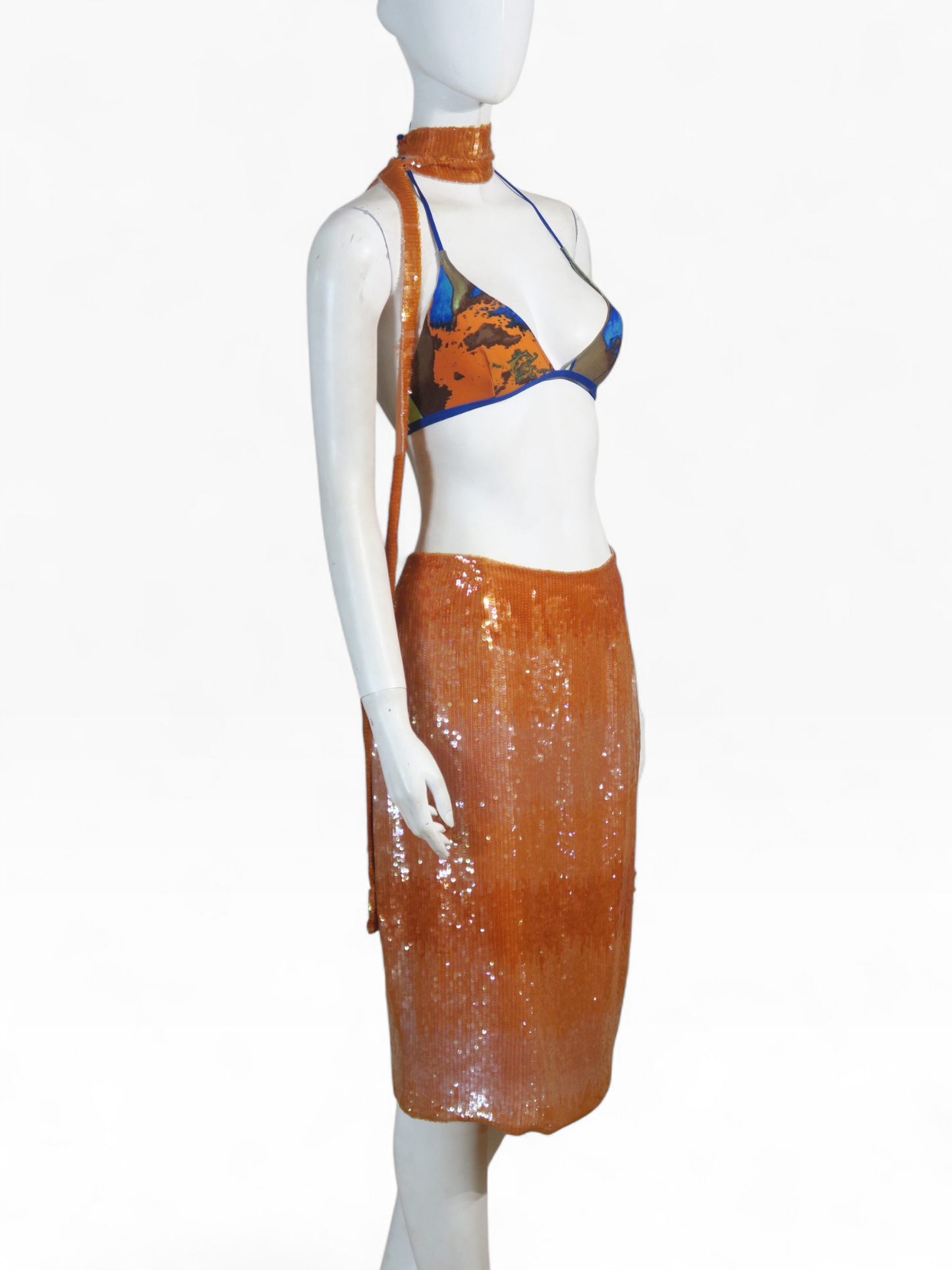 Escada ombré orange beaded skirt